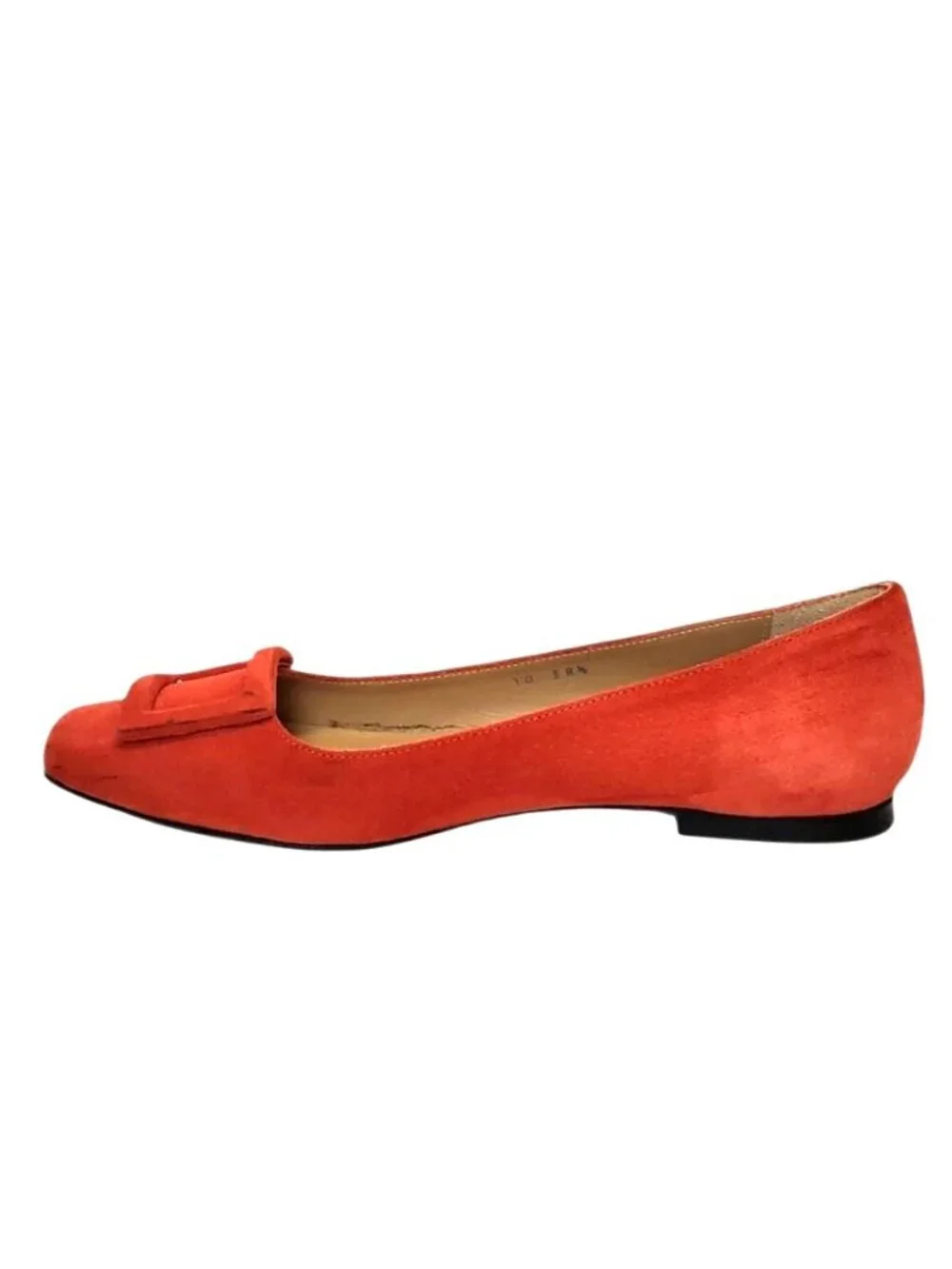 Ann Mashburn Buckle Shoe Suede Minimalist Square Toe Flats